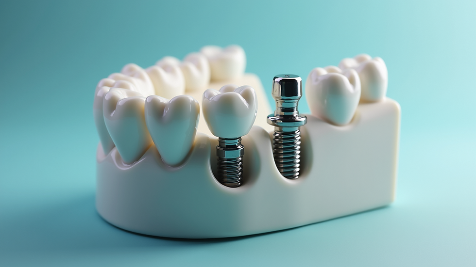 Close-up view of a dental implant model showcasing its components