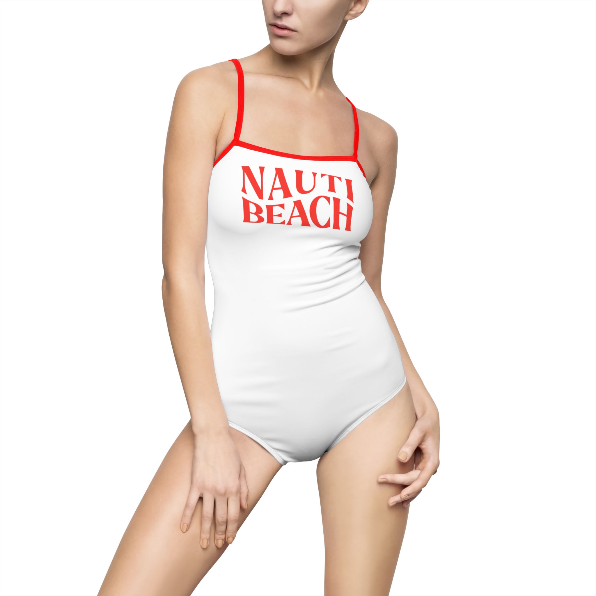 Spaghetti Strap Nauti Swimsuit White