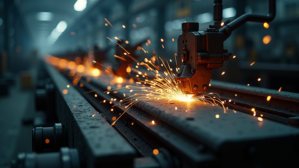 High angle view of wire manufacturing machinery in operation