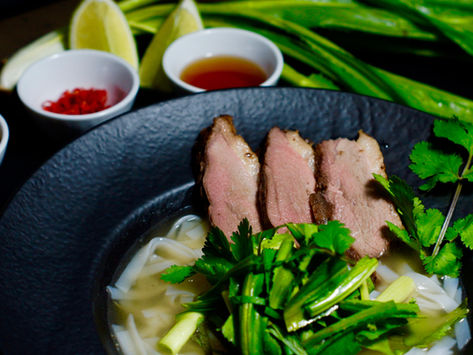 Pho Vit - vietnamesische Nudelsuppe mit Ente