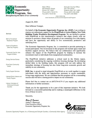 Economic Opportunity Program Support Letter