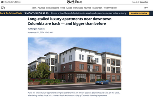 Long-stalled luxury apartments near downtown Columbia are back — and bigger than before