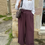 Miniature : Pantalon large costume bordeaux 
