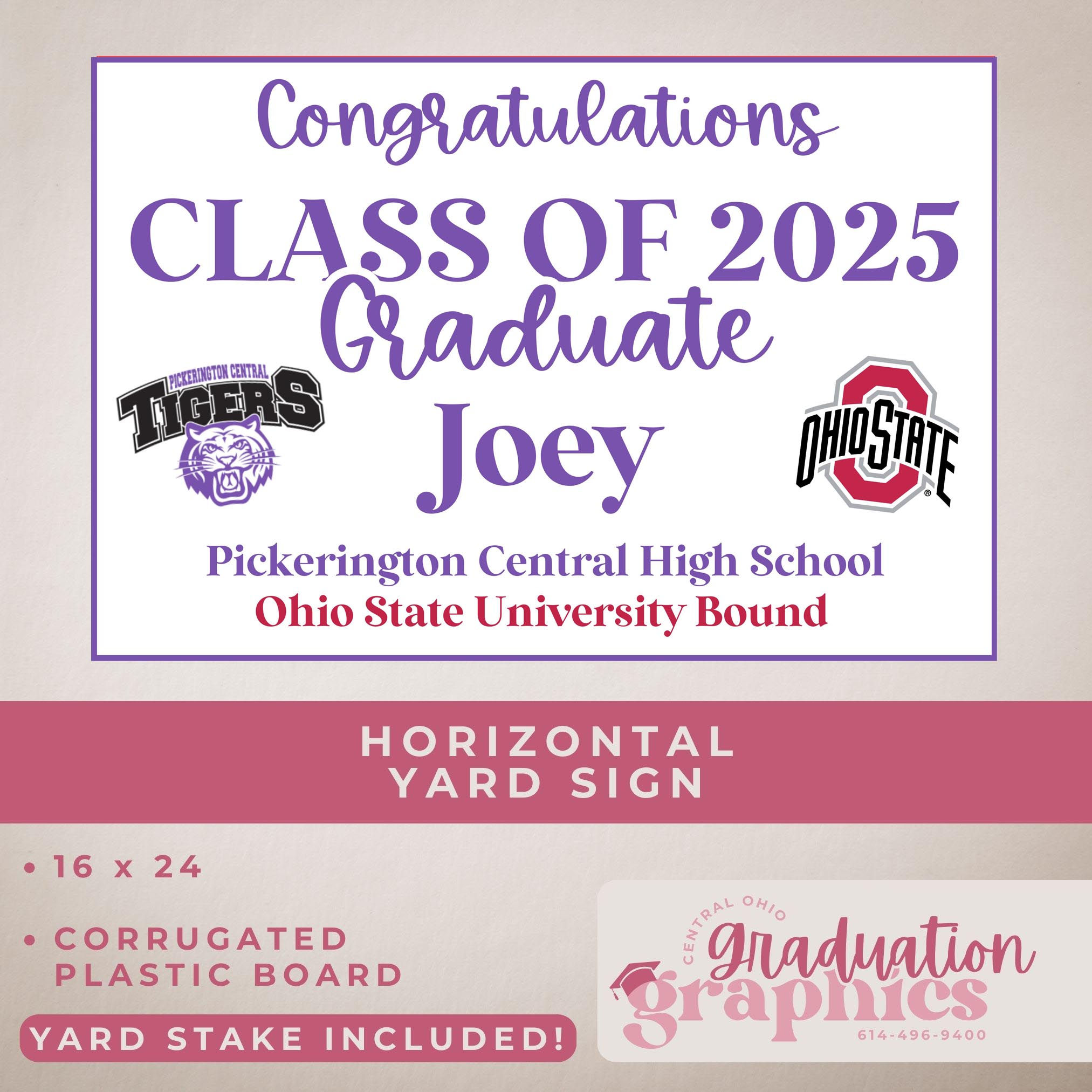 Classy Graduate No Photo Horizontal Yard Sign