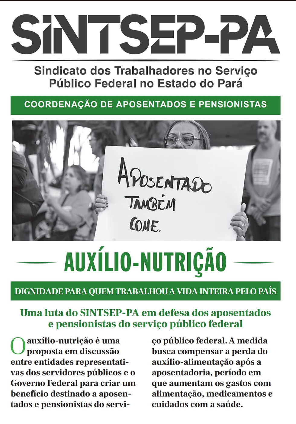 Boletim da Coordenação de Aposentados e Pensionistas do SINTSEP-PA