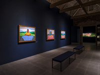 David Hockney’s A Year in Normandie, a monumental panoramic frieze created from around 100 iPad drawings, installed at Serpentine North in London in 2026.