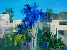 Hurvin Anderson, Hawksbill Bay, 2020, a landscape painting depicting a Caribbean coastal scene, included in the artist’s Tate Britain survey.