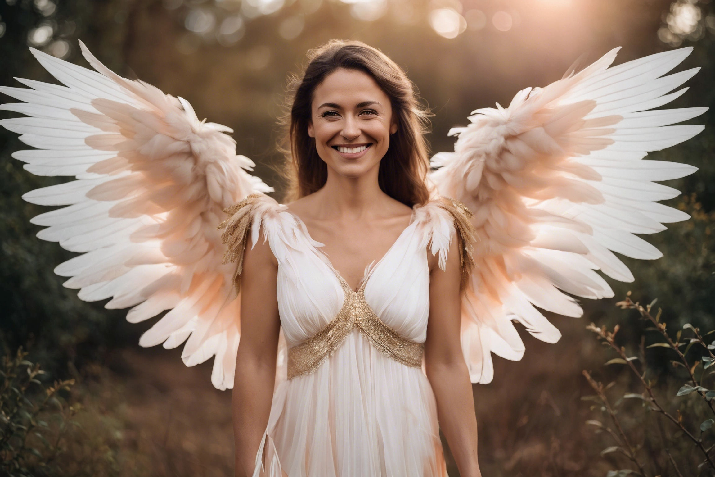 Angelic woman smiling