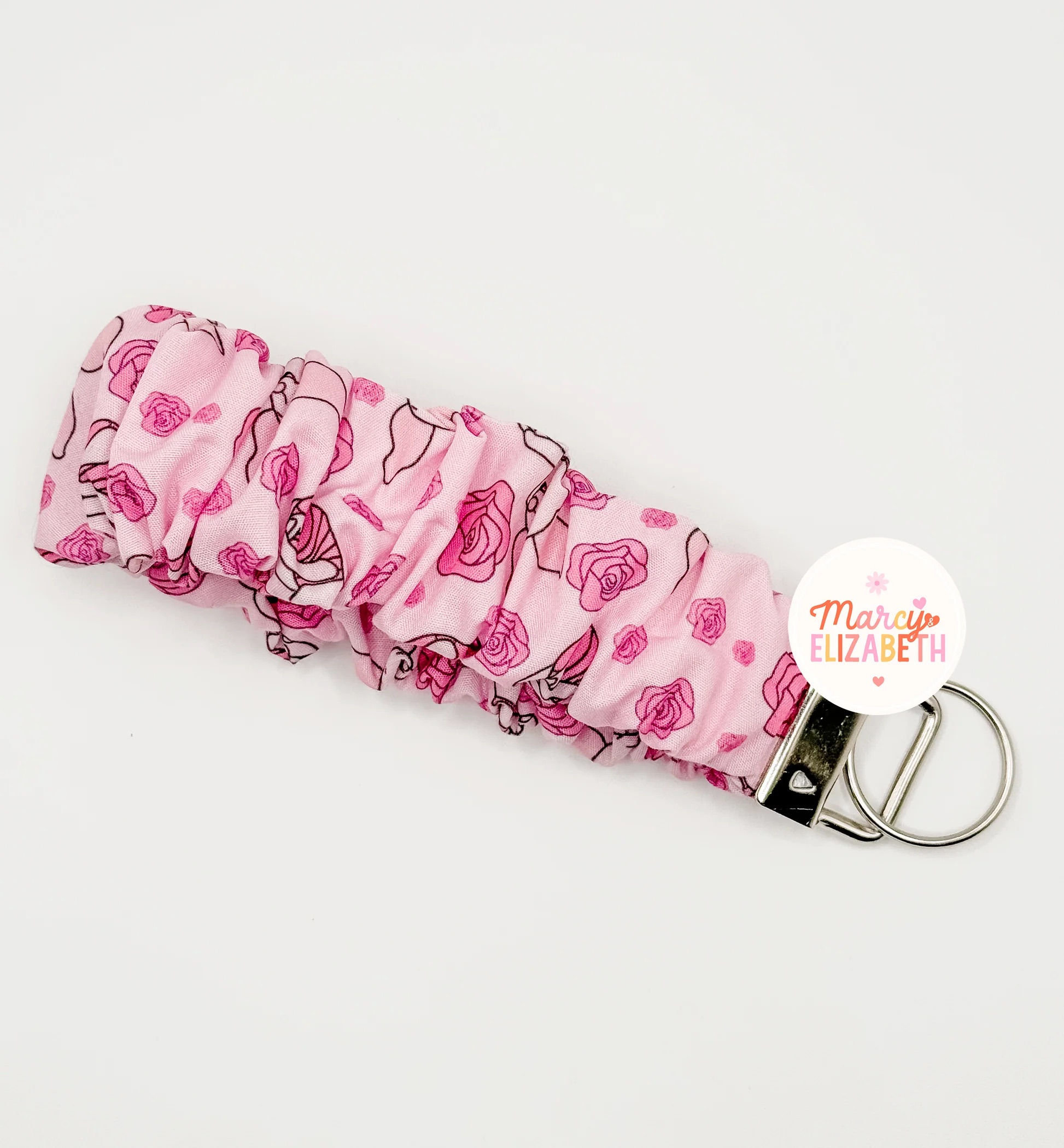 Pink Piglet with Florals Scrunchie Keychain