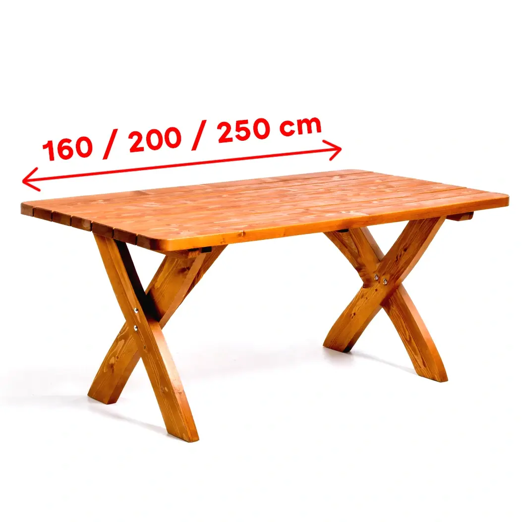 Masa pentru gradina/terasa din lemn, 200 cm, culoare cires, rustic