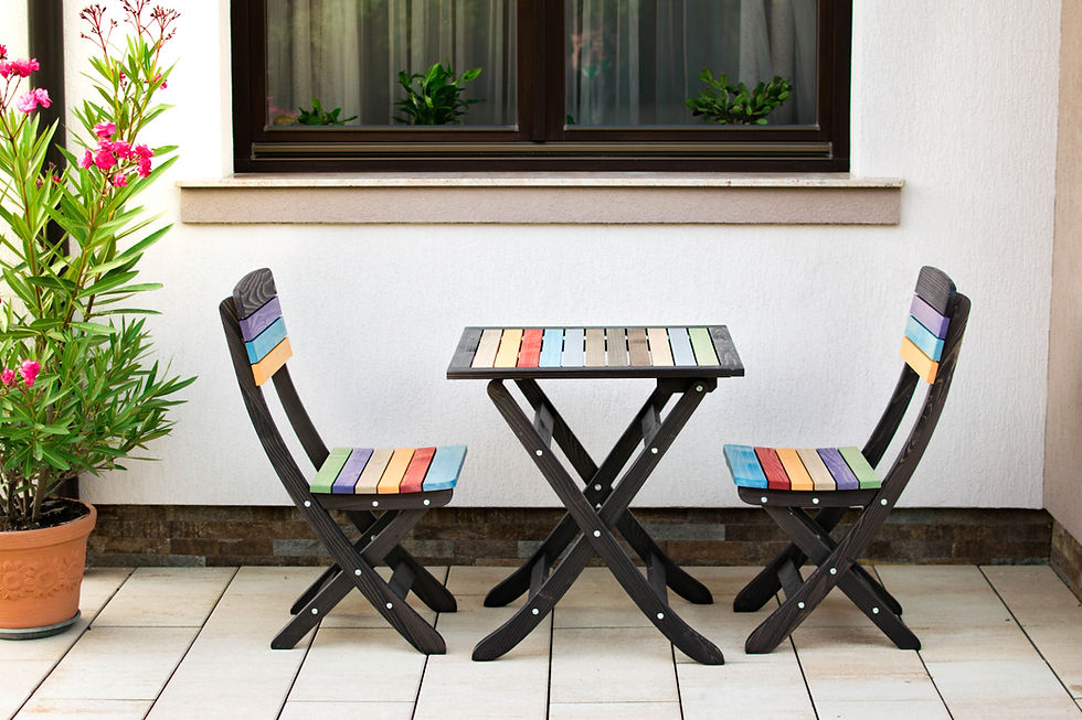 Miniatură: Set mobilier gradina pliabil Iris, 60 cm, lemn, colorat, brand Treva