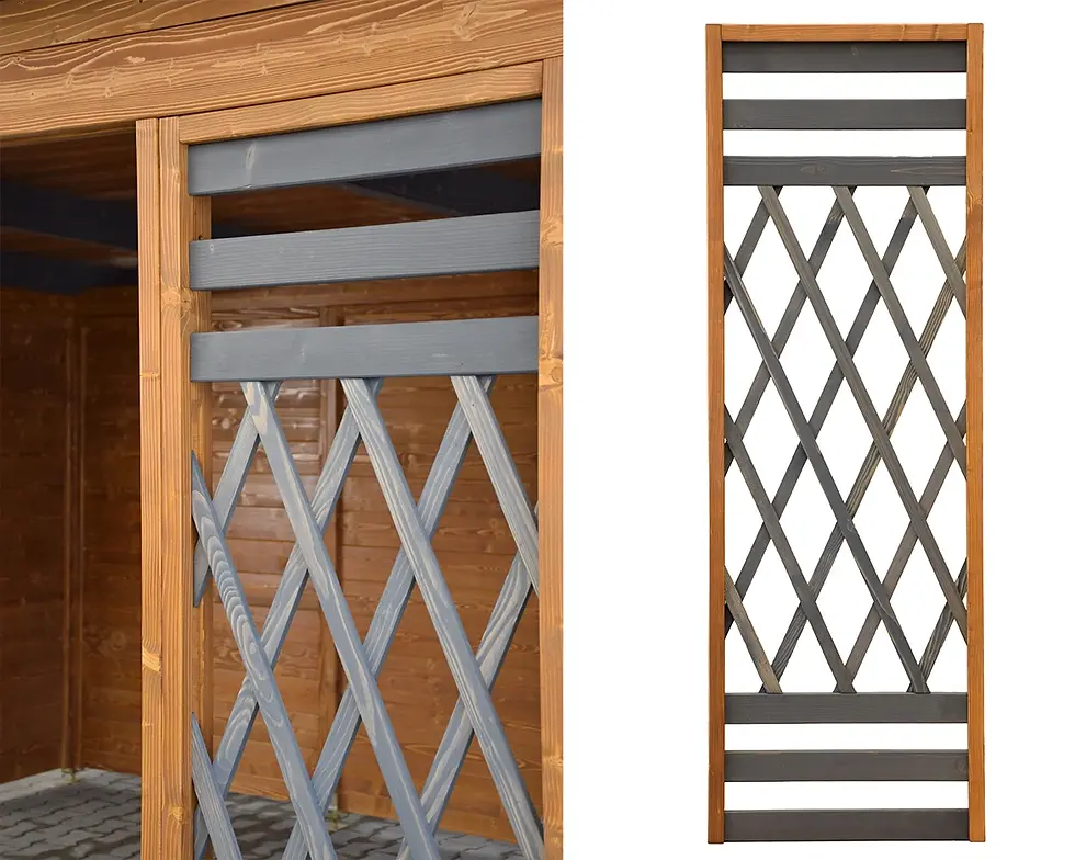 Miniatură: foisor gradina lemn prefabricat, 3,4 x 4 metri, coloare nuc+antracit