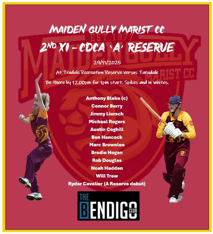 Senior Men's Teams for games commencing 29/11.