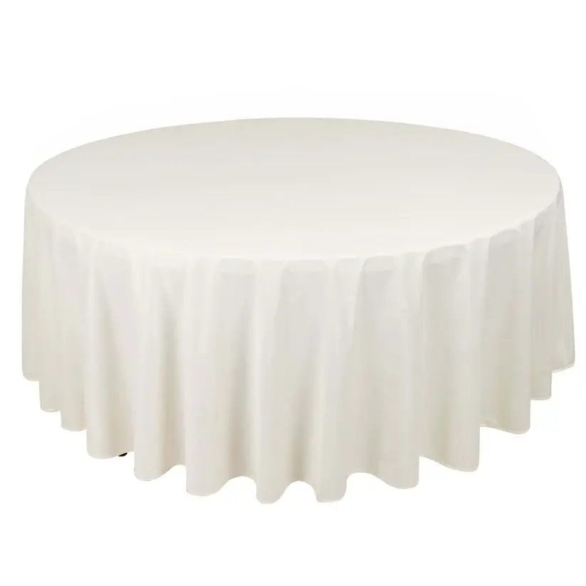 Thumbnail: 120" White Premium Scuba Wrinkle Free Round Tablecloth