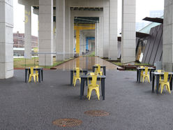 Pathways and play area done in black mix.