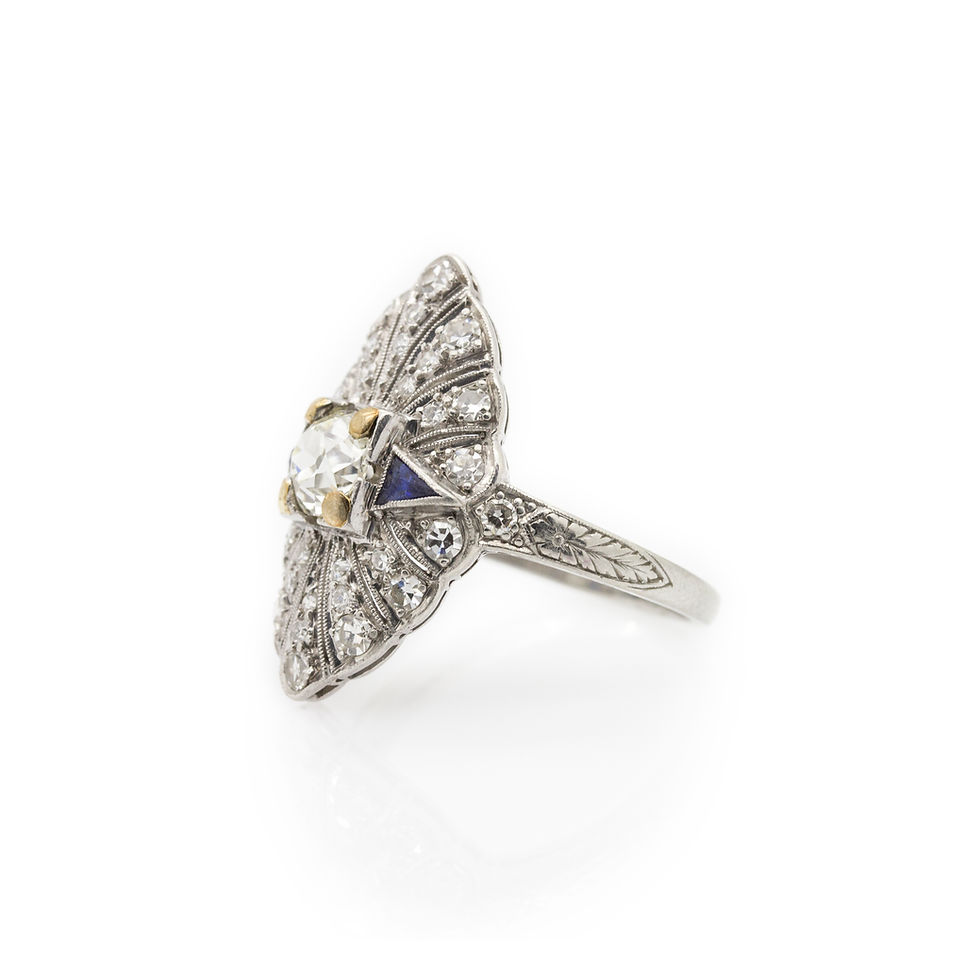 Platinum Art Deco Diamond Ring side view