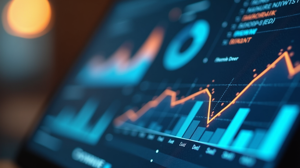 Close-up view of a digital dashboard showing business analytics