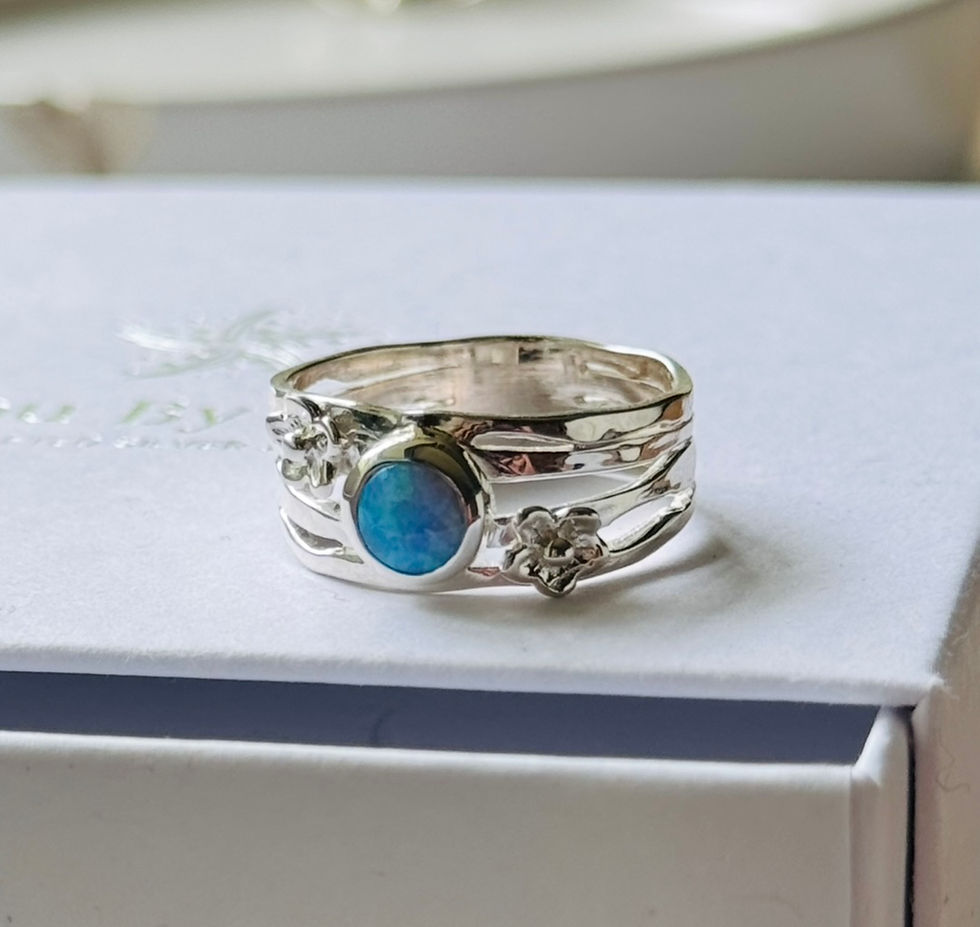 Thumbnail: Sterling Silver Blue Opal Daisy Ring  ( only sizes O & P left ) 