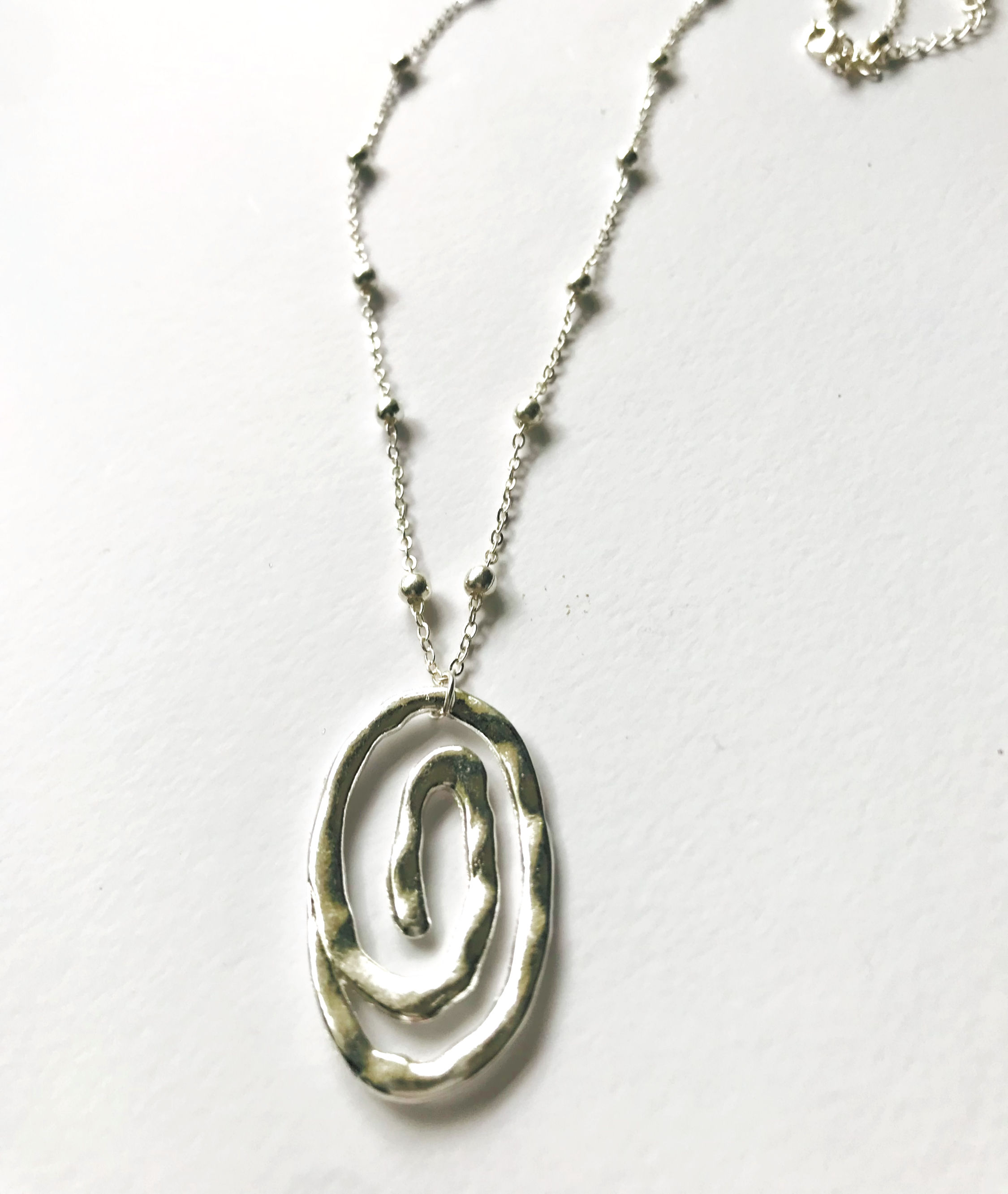 Silver Swirly Beaded Necklace