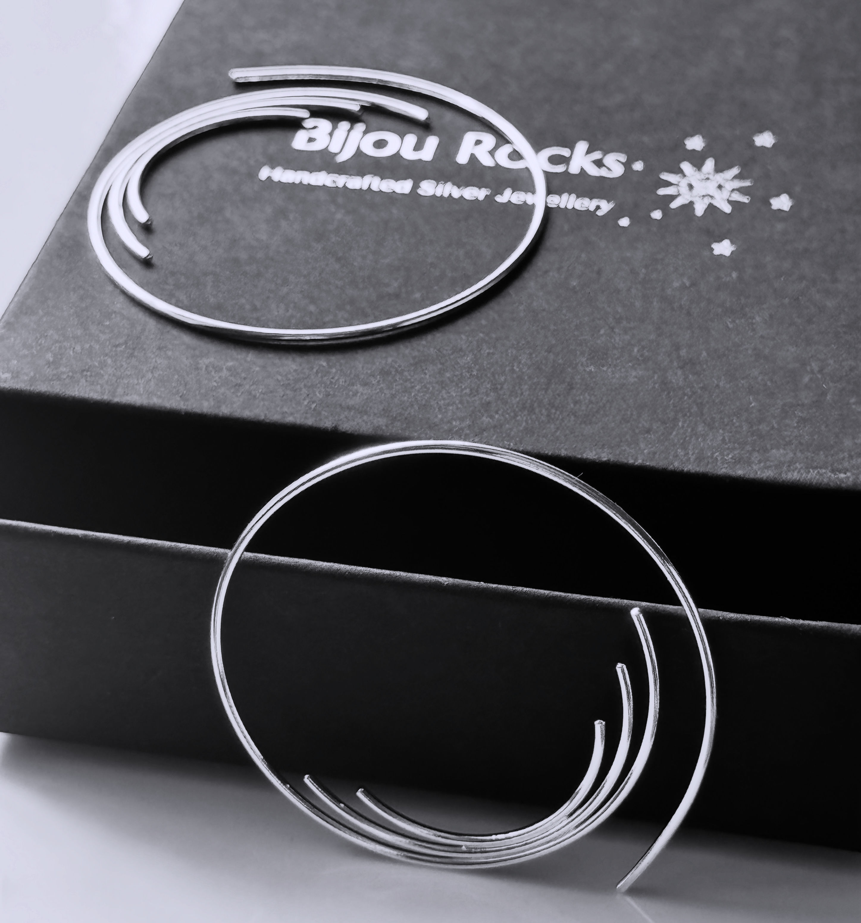 Sterling Silver Sound-wave Hoop Earrings