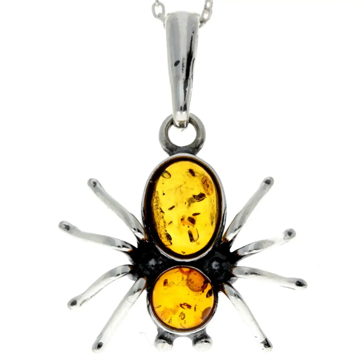 Sterling Silver & Baltic Amber Spider Pendant
