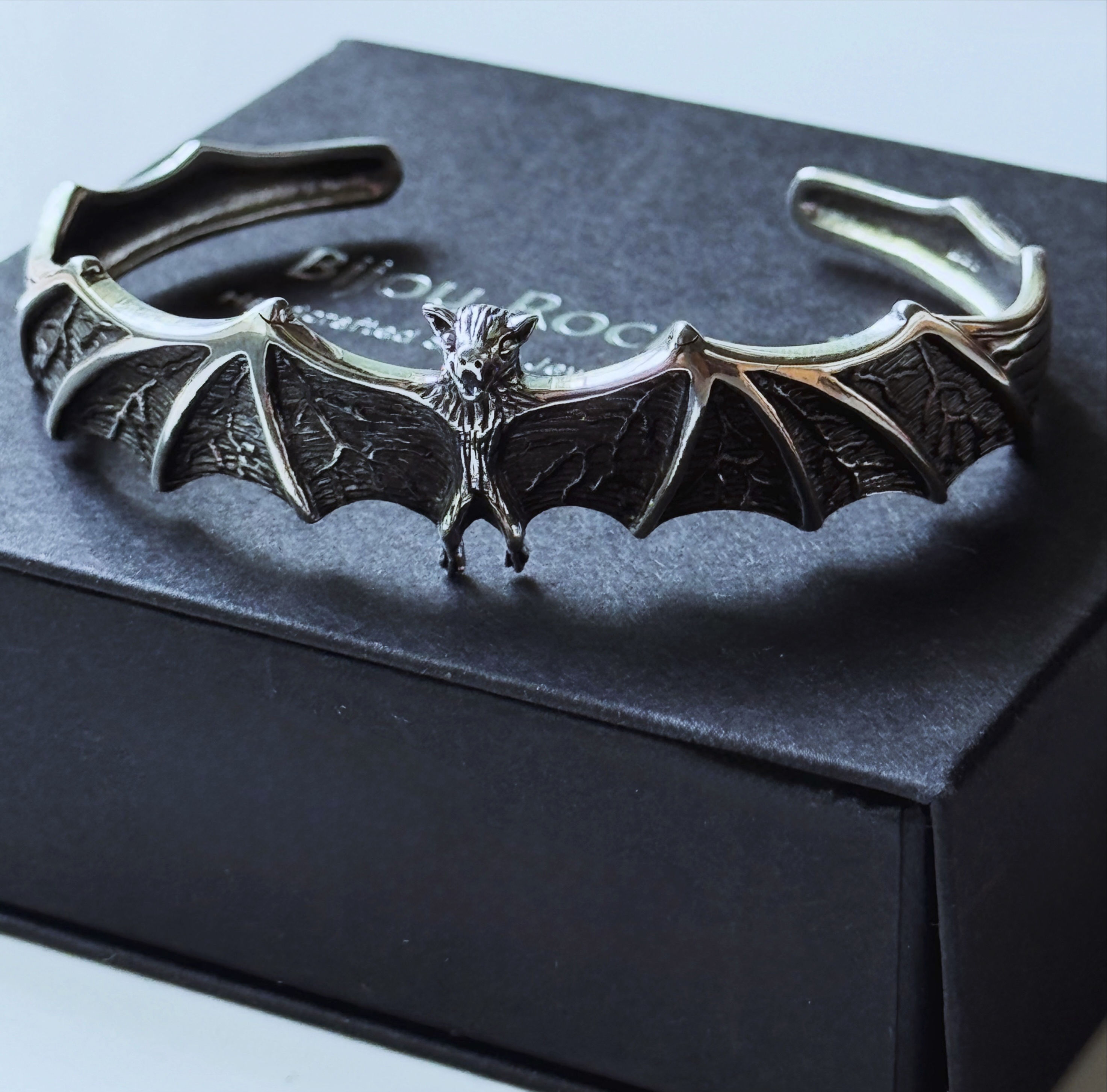 Handcrafted Sterling Silver Bat Bangle Cuff