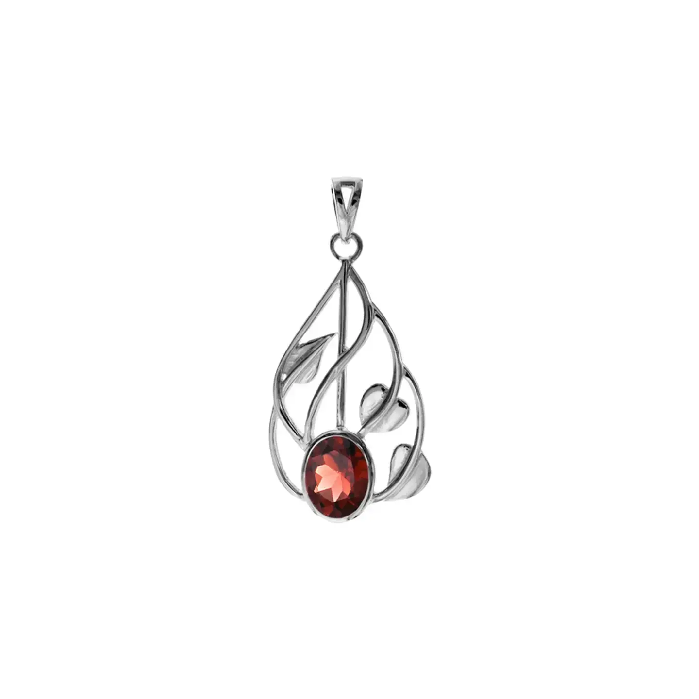 Sterling Silver Lola Garnet Facet Vine Pendant