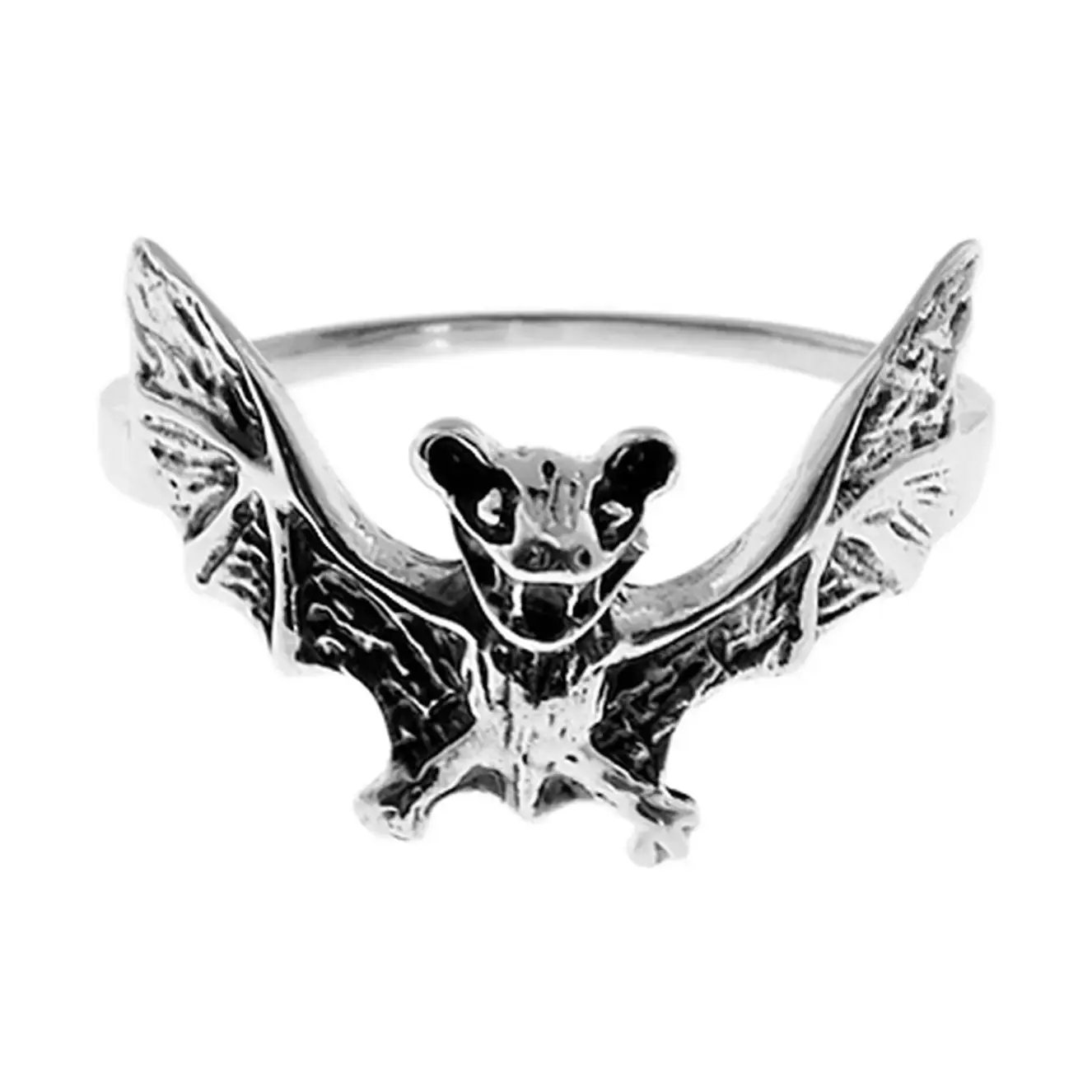 Sterling Silver Oxidised Harley Bat Ring 