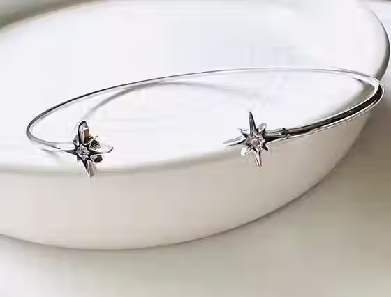 Sterling Silver Open Starburst Bangle