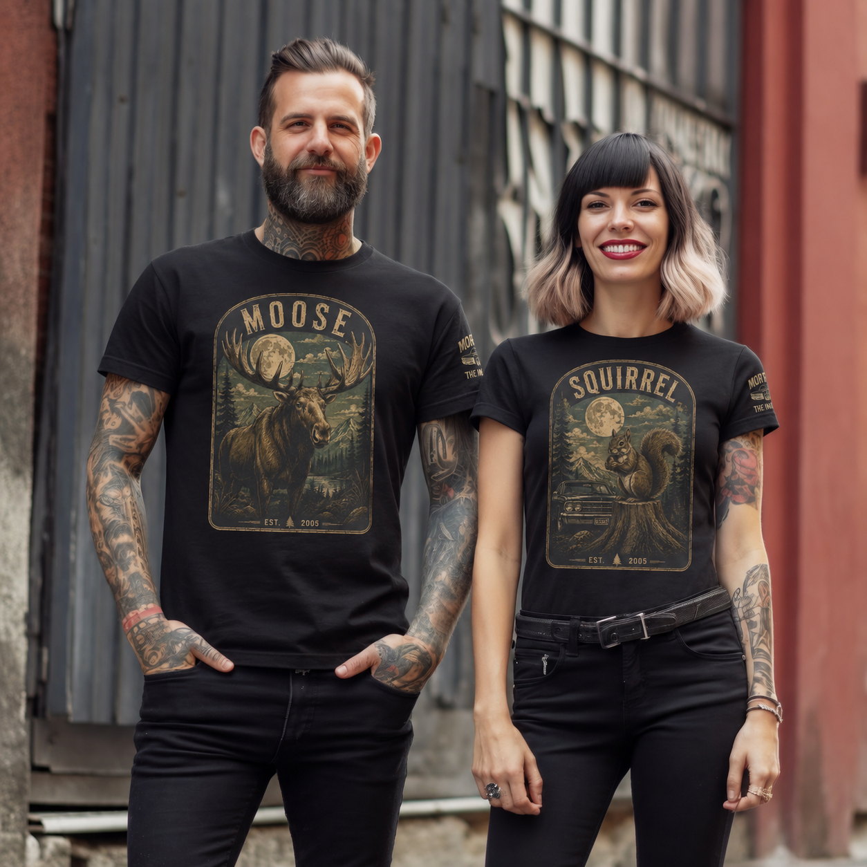 Moose & Squirrel Couples Shirt Set | Matching Fan Inspired T Shirts