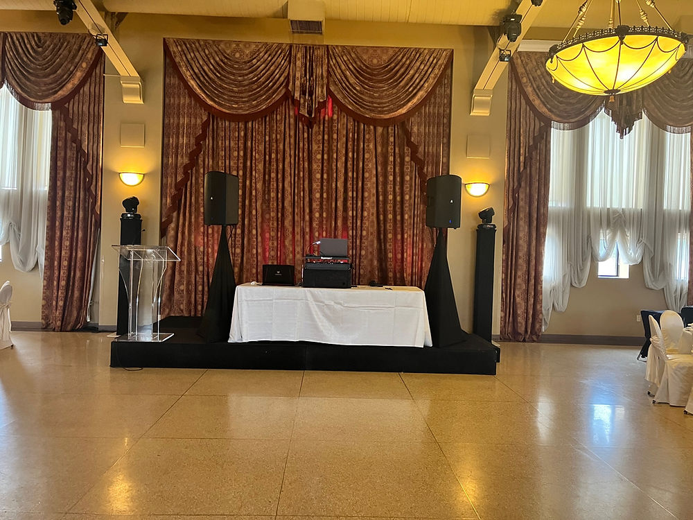 Professional DJ setup in an event venue