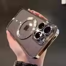 Miniatura: Capa transparente luxuosa compatível com carregamento sem fio 