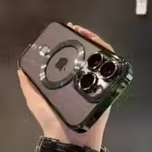 Miniatura: Capa transparente luxuosa compatível com carregamento sem fio 