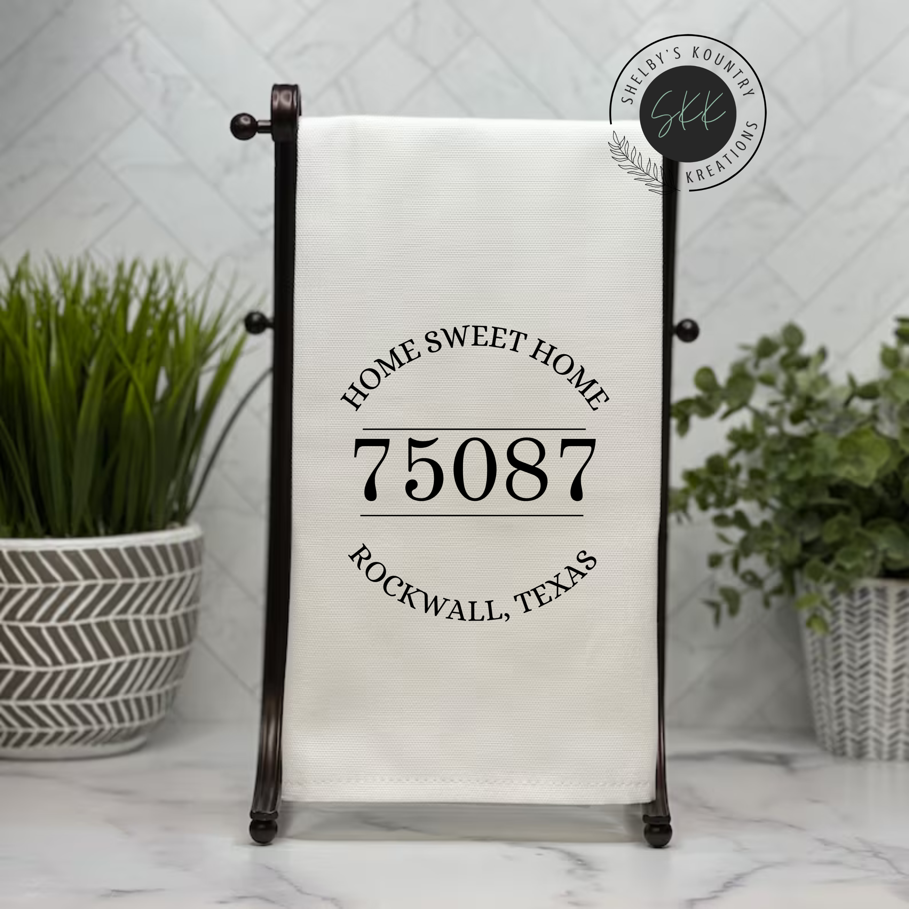 HOME SWEET HOME ZIP CODE TEA TOWELS 28x28