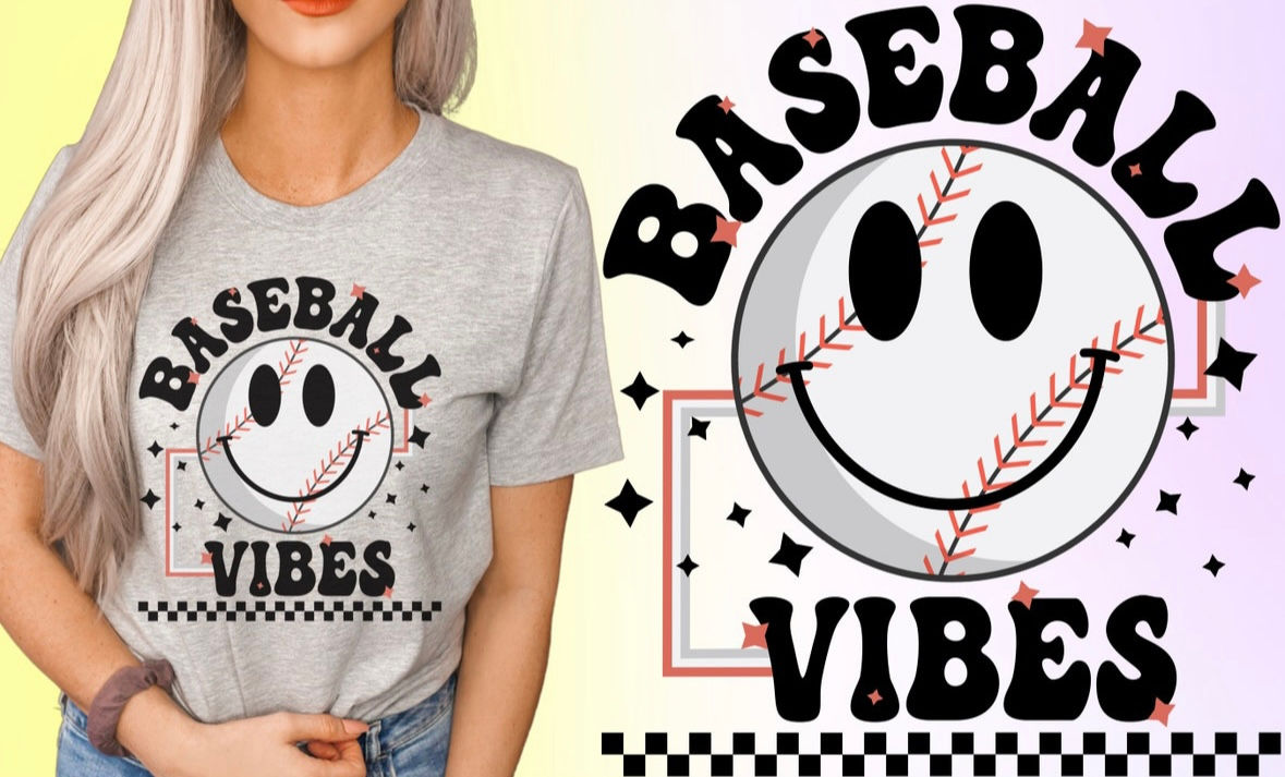Retro Baseball Vibes Smiley (DESIGN ONLY)