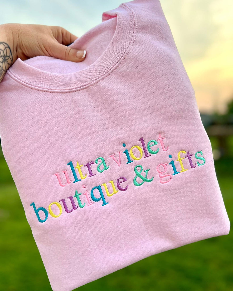 Thumbnail: CUSTOM TIMES NEW ROMAN EMBROIDERED TEES + CREWNECKS