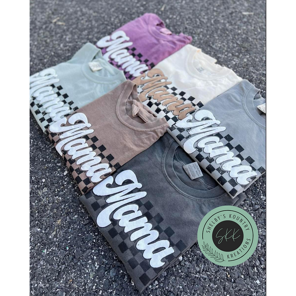 Thumbnail: *Pre-Orders* Checkered Mama PUFF T-Shirts (Earth Tones)