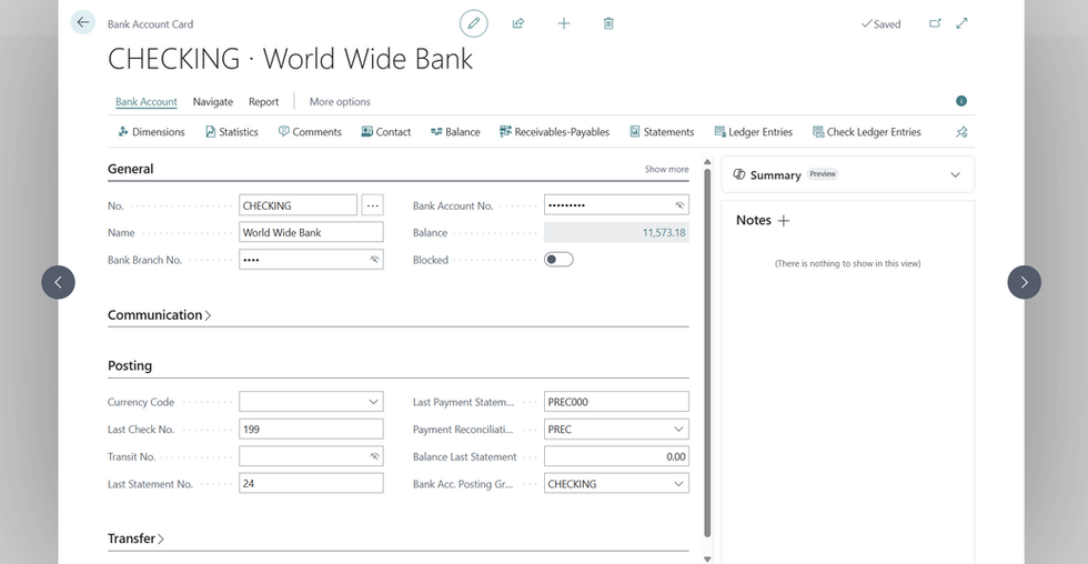 Bank Account Postings and Bank Reconciliation in Business Central