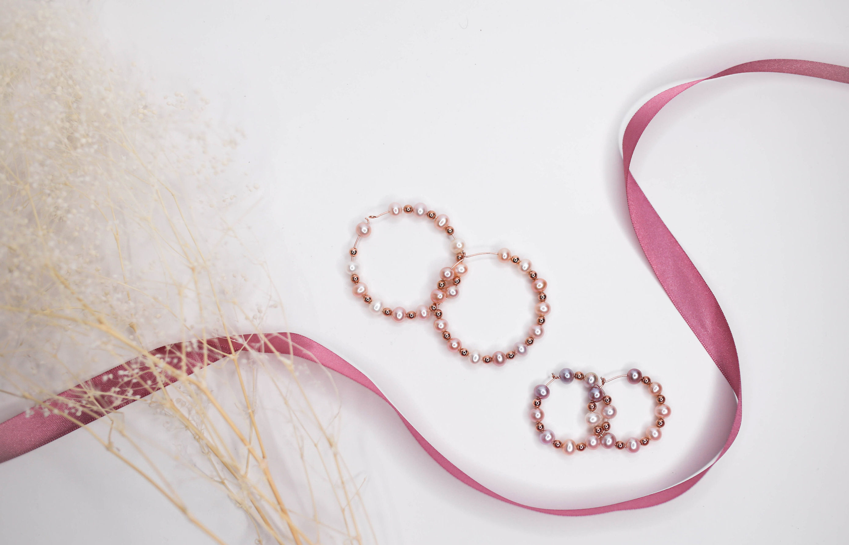 Freshwater Mixed Color Pearl And Rose Gold Filled Bead Earring