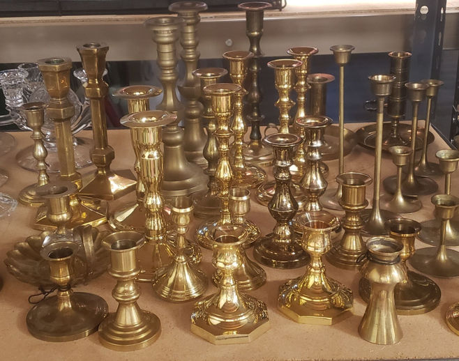 Brass candlesticks - miscellaneous sizes and styles