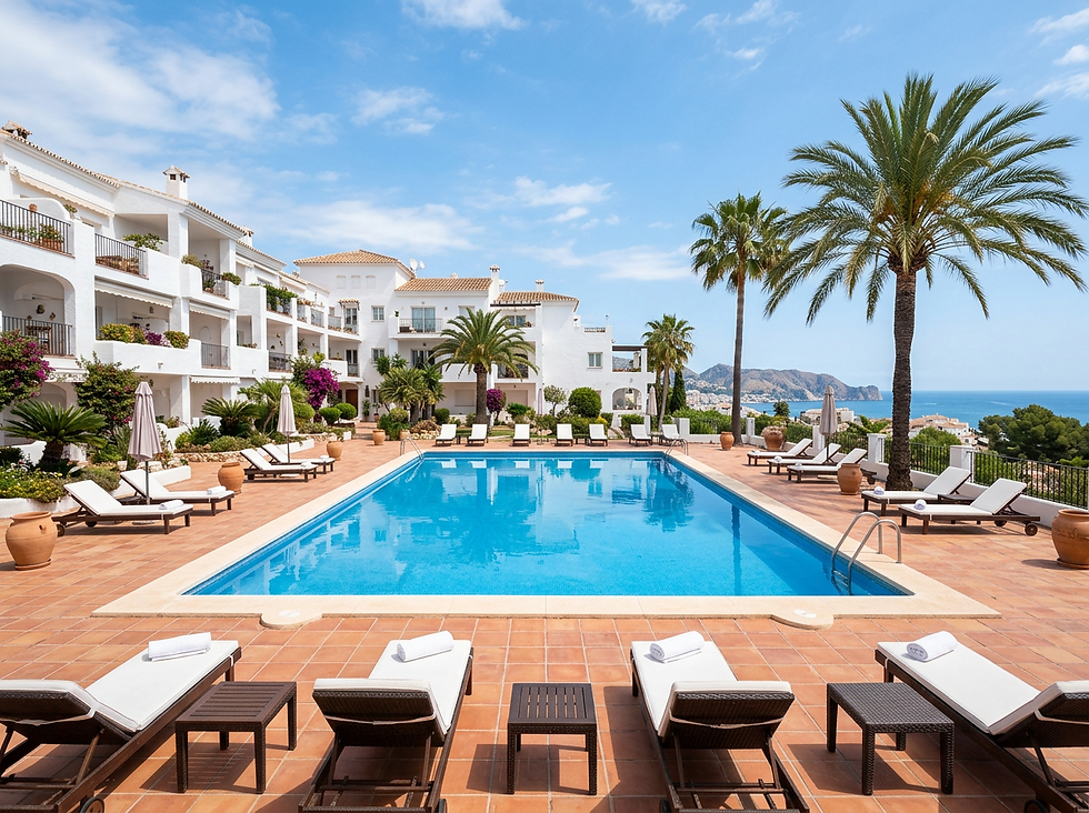 Gemeenschappelijk zwembad in een appartementencomplex aan de Costa Blanca lagere kosten en meer voordelen