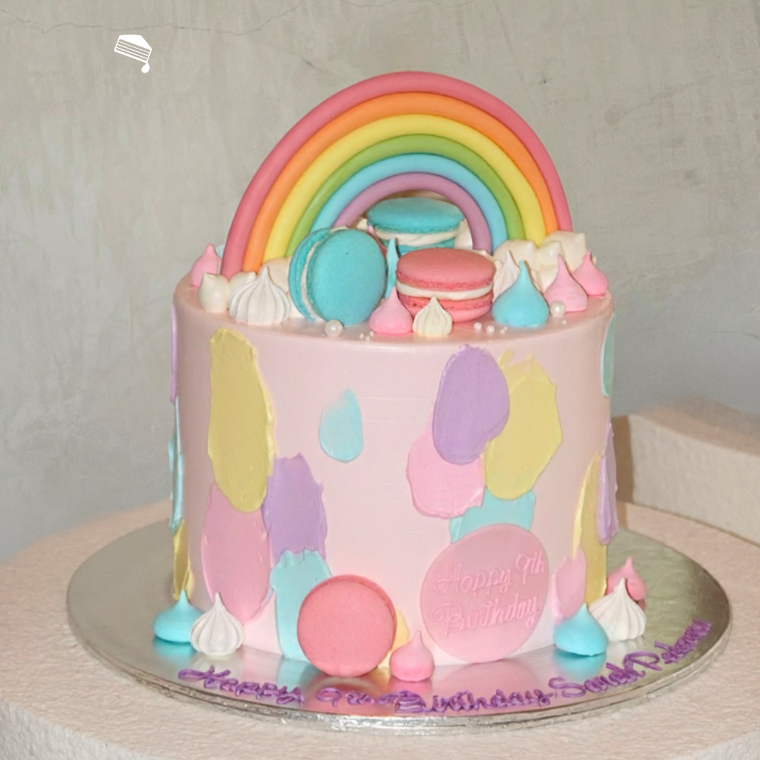 Rainbow Macaron Party Birthday Cake