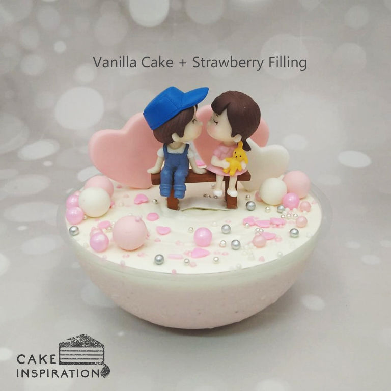 Thumbnail: Lovely Couple Hearts Topper Sphere Cake ( no.124 )