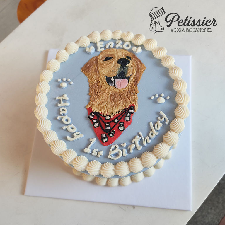 Thumbnail: Pet Simple Pastel Blue Designer's Theme Birthday Cake