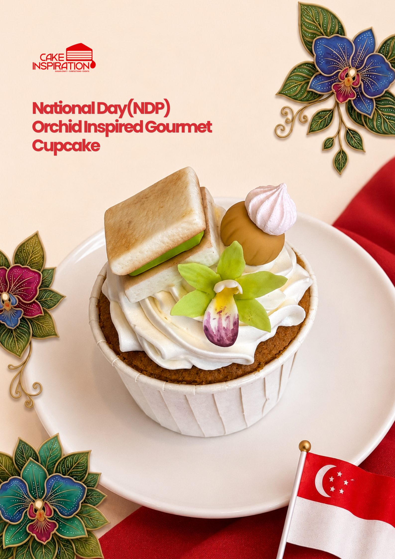 National Day(NDP) Orchid Inspired Gourmet Cupcake