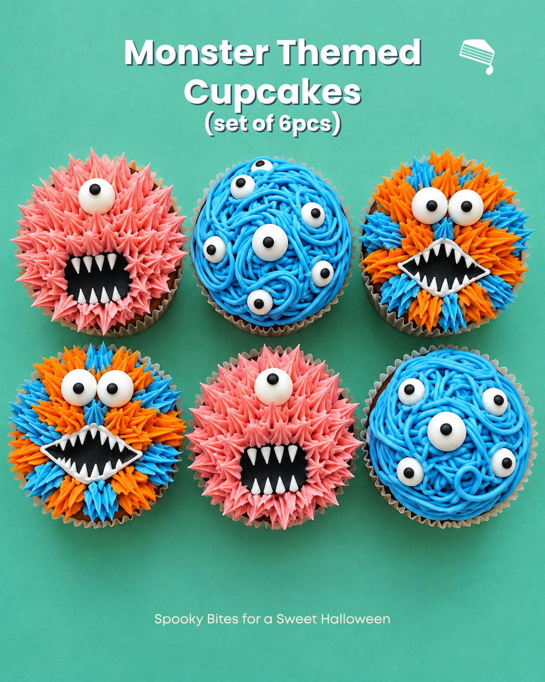 Monster Themed Cupcakes Set of 6 (D06)