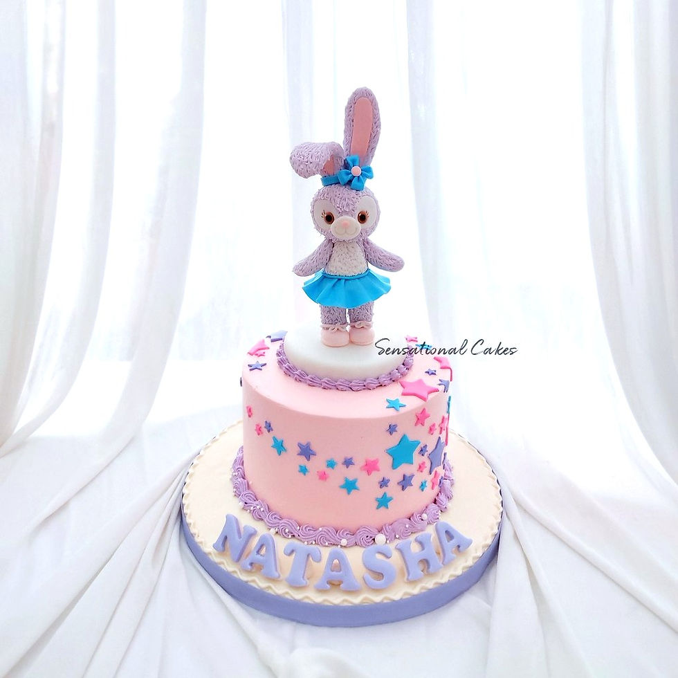 Thumbnail: Grey Purple Bunny Animal Design Children 3D Customized Cake (G009)