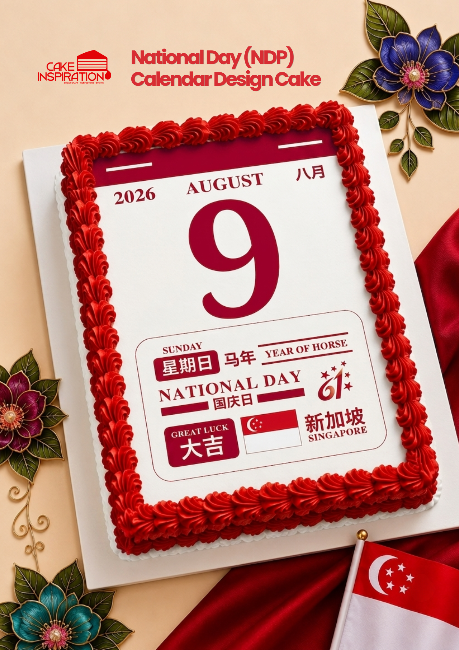 National Day (NDP) Calendar Design Cake