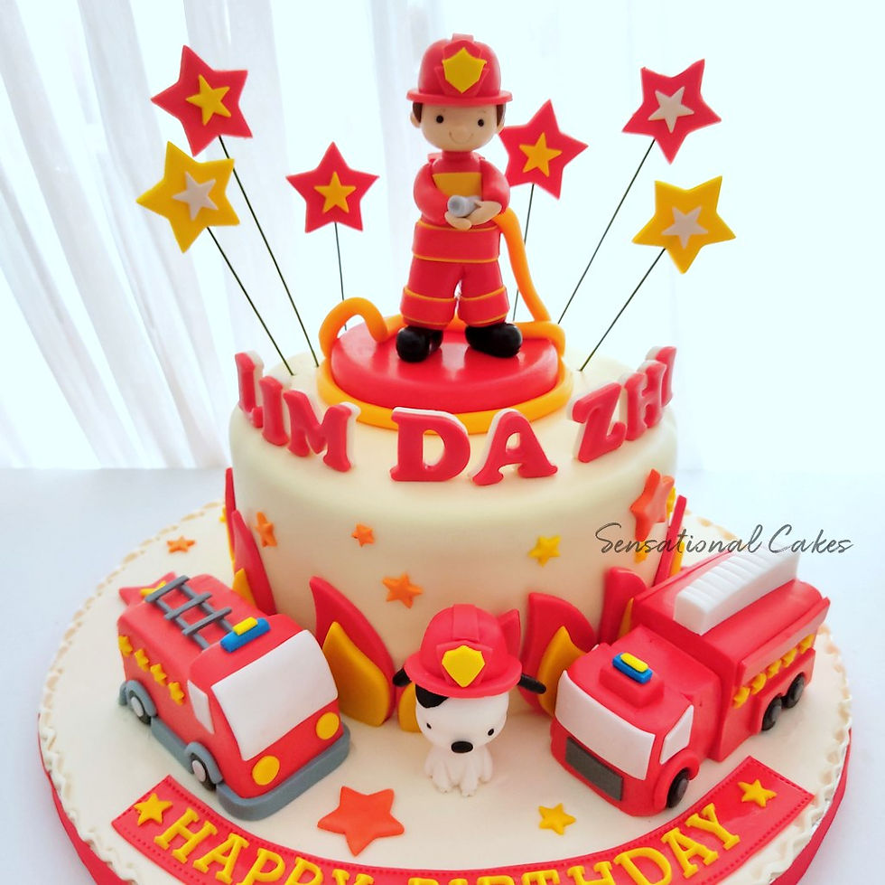 Thumbnail: Fire Man Truck Engine Design Children 3D Customized Cake (B010)