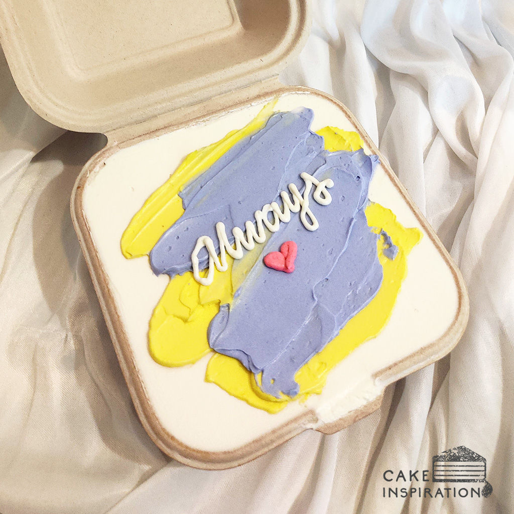 Purple and Yellow Stroke Square Bento Cake (S15)